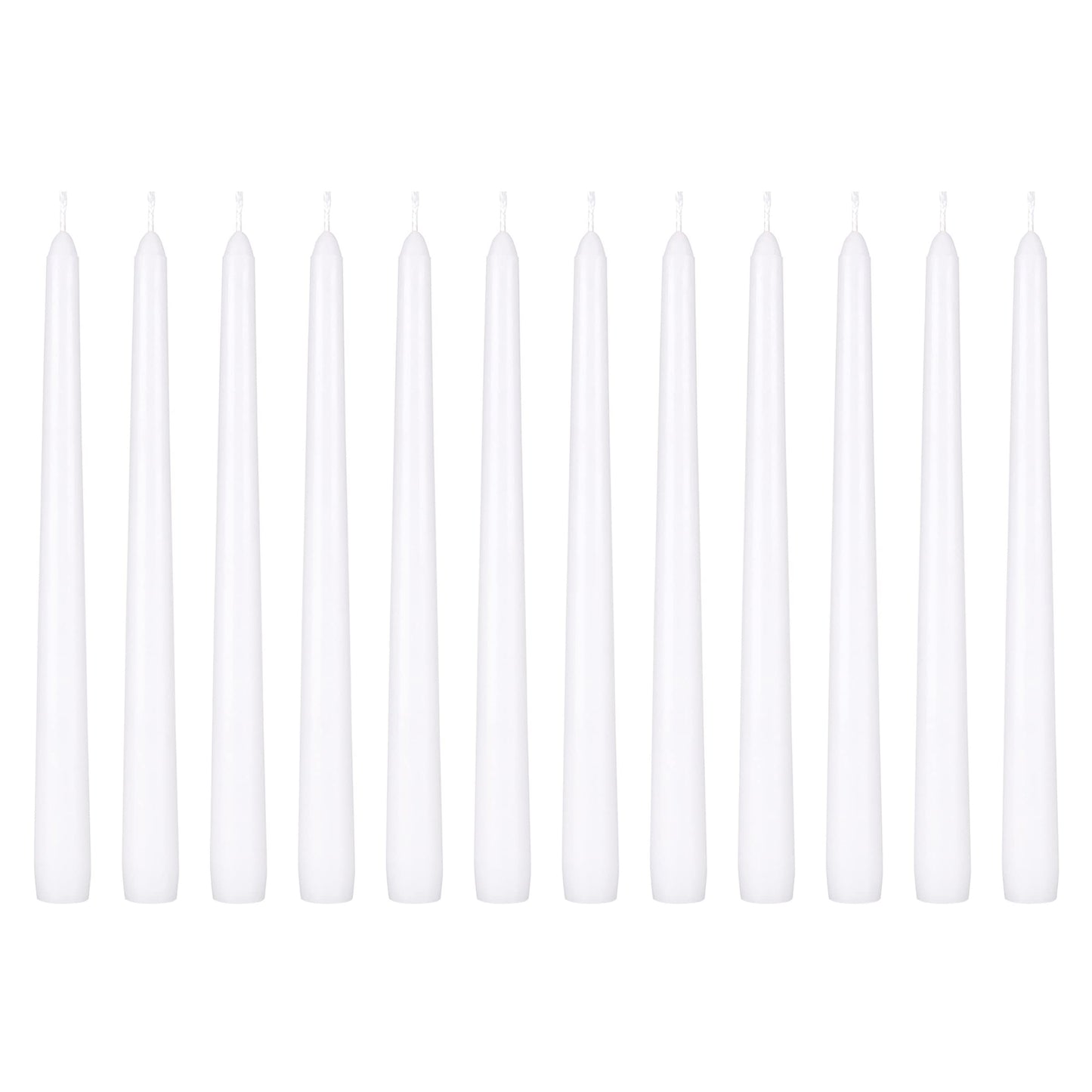 Mega Candles 12 pcs Unscented White Taper Candles, Hand Poured Wax Candle 10 Inch x 7/8 Inch, Home Décor, Wedding Receptions, Centerpieces, Occasions, Events, Festivities, Romantic Dinners, Holders
