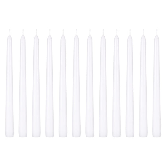 Mega Candles 12 pcs Unscented White Taper Candles, Hand Poured Wax Candle 10 Inch x 7/8 Inch, Home Décor, Wedding Receptions, Centerpieces, Occasions, Events, Festivities, Romantic Dinners, Holders
