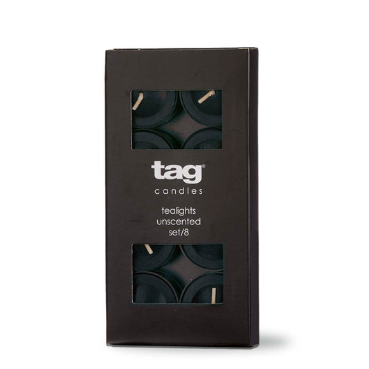 tag Color Studio Tealight Candles Set of 8 Black Smokeless Paraffin Wax Burn Time 3 Hrs Black