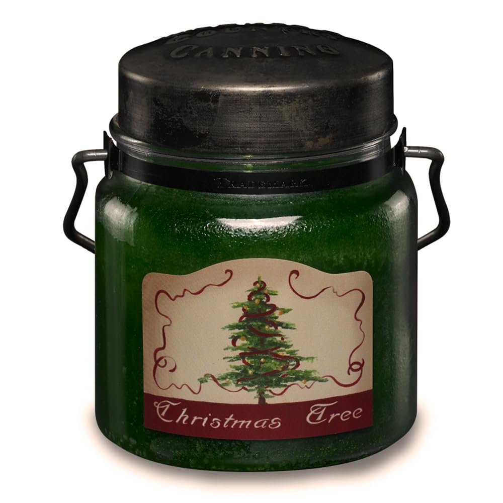 McCall’s Candles | Christmas Tree | 16 oz Scented Candle | USA-Poured | Vintage Rustic Jar with Carrying Handle | Crisp Pine & Holiday Morning Fragrance