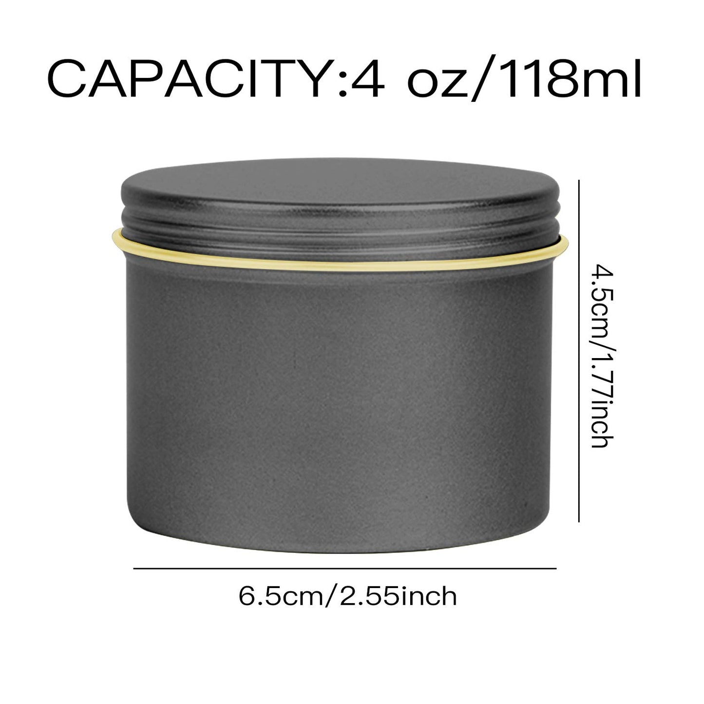 Empty Metal Candle Tins, 18 Pieces - 4 oz, DIY Candle Making Needs (Black)