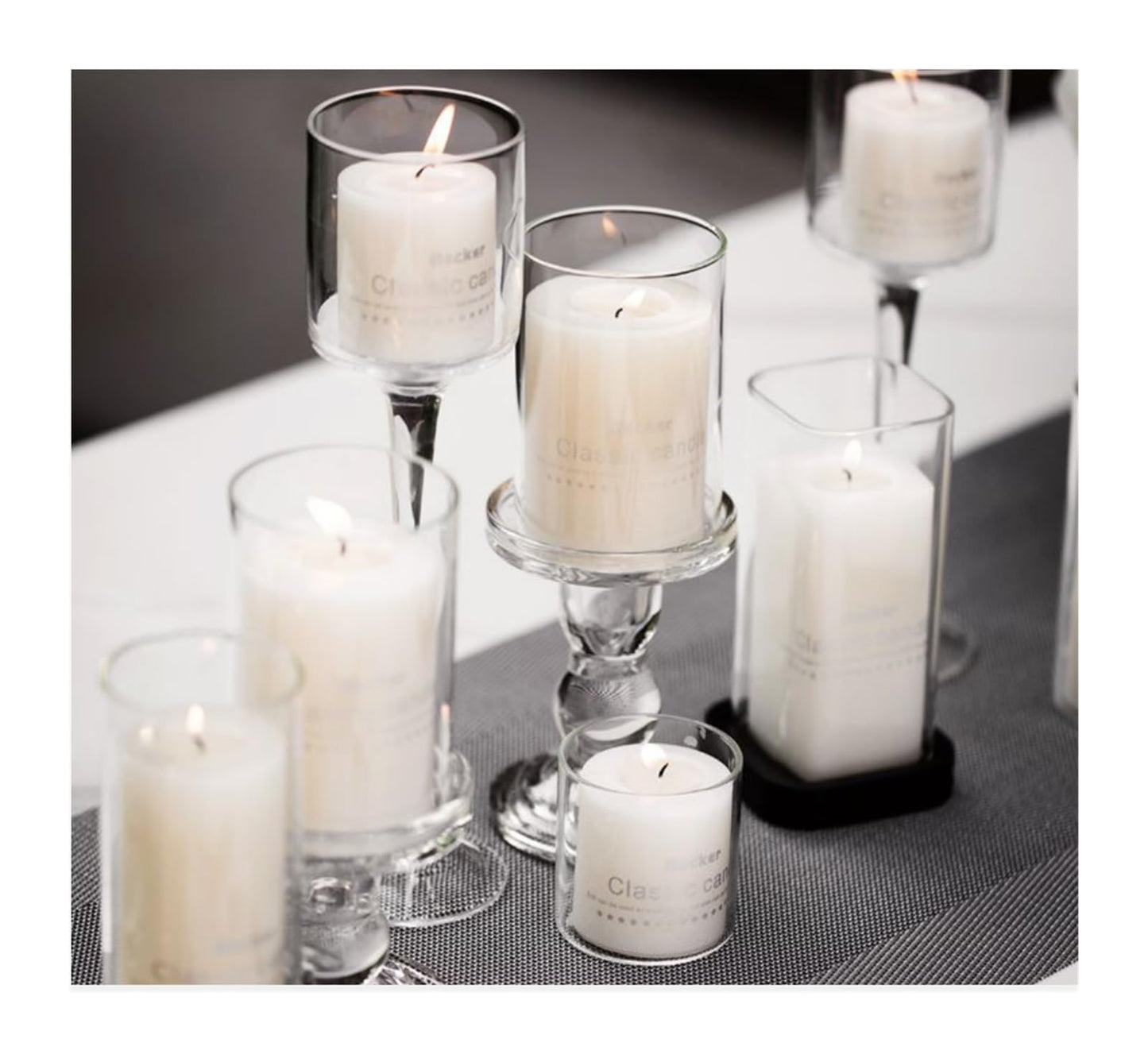 Glass Candle Holder For Table Centerpiece ,Set Of 3 Clear Tea Lights Candle Holder For Table Centerpiece, Elegant Clear Long Stem Candle Holders For Pillar Candles, Floating Candle Holder For Party(Si
