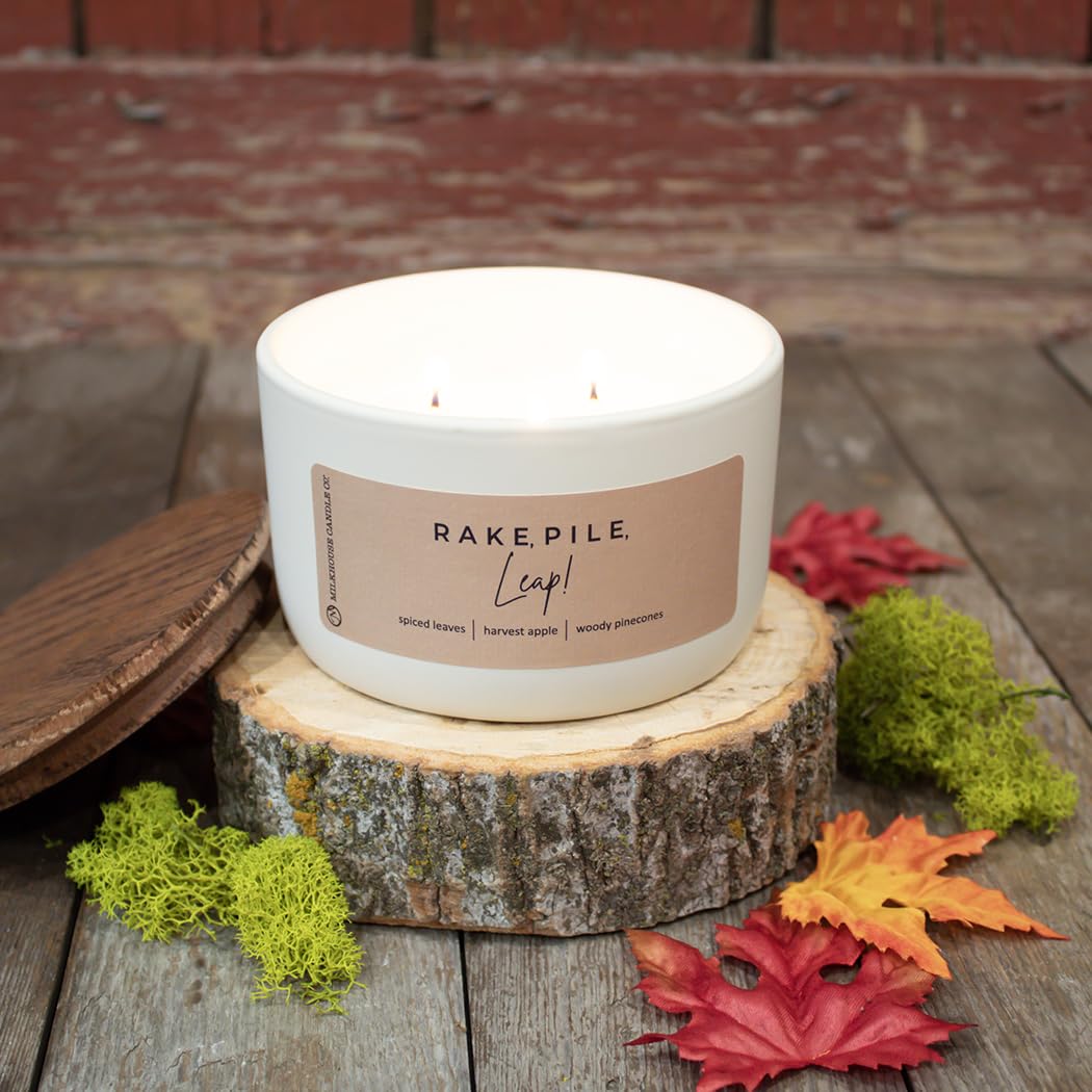 Milkhouse Candle Company Caramel Corn Soy Candle - Roasted Chestnuts | Maple Glaze | Pecan Scented - 10 oz Signature Statement Candle with Lid, 20+ Hour Burn Time, Made in the USA