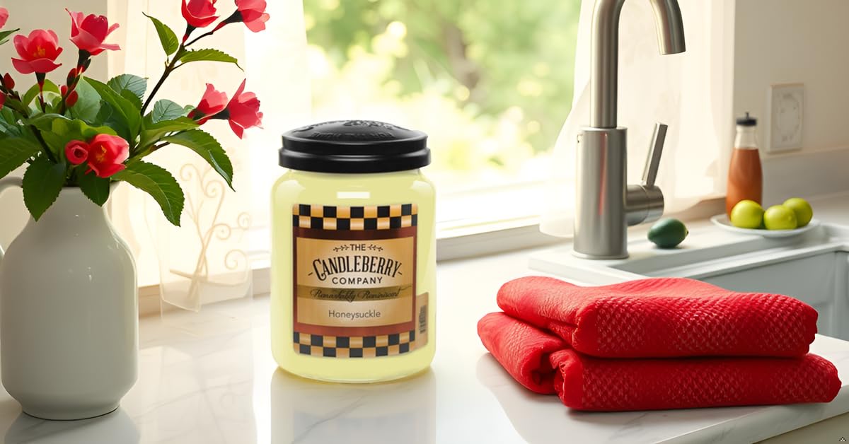Candleberry Candles | Honeysuckle Candle | Best Candles on The Market | Hand Poured in The USA | Highly Scented & Long Lasting | Large Jar