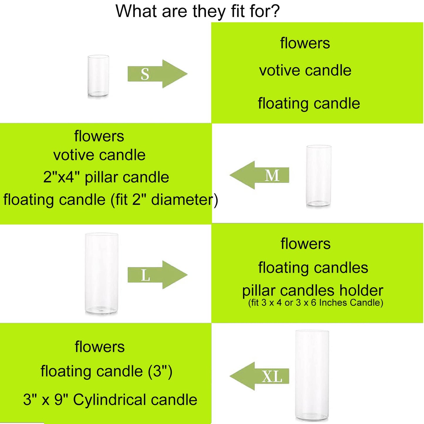 Glass Hurricane Candle Holder Esmiome - Cylinder Vases for Centerpieces 6 Sets (24Pcs) Hurricane Floating Candle Holder, Glass Vases for Flowers, Decorative for Home Wedding, 4''+6''+8'+10''(High)