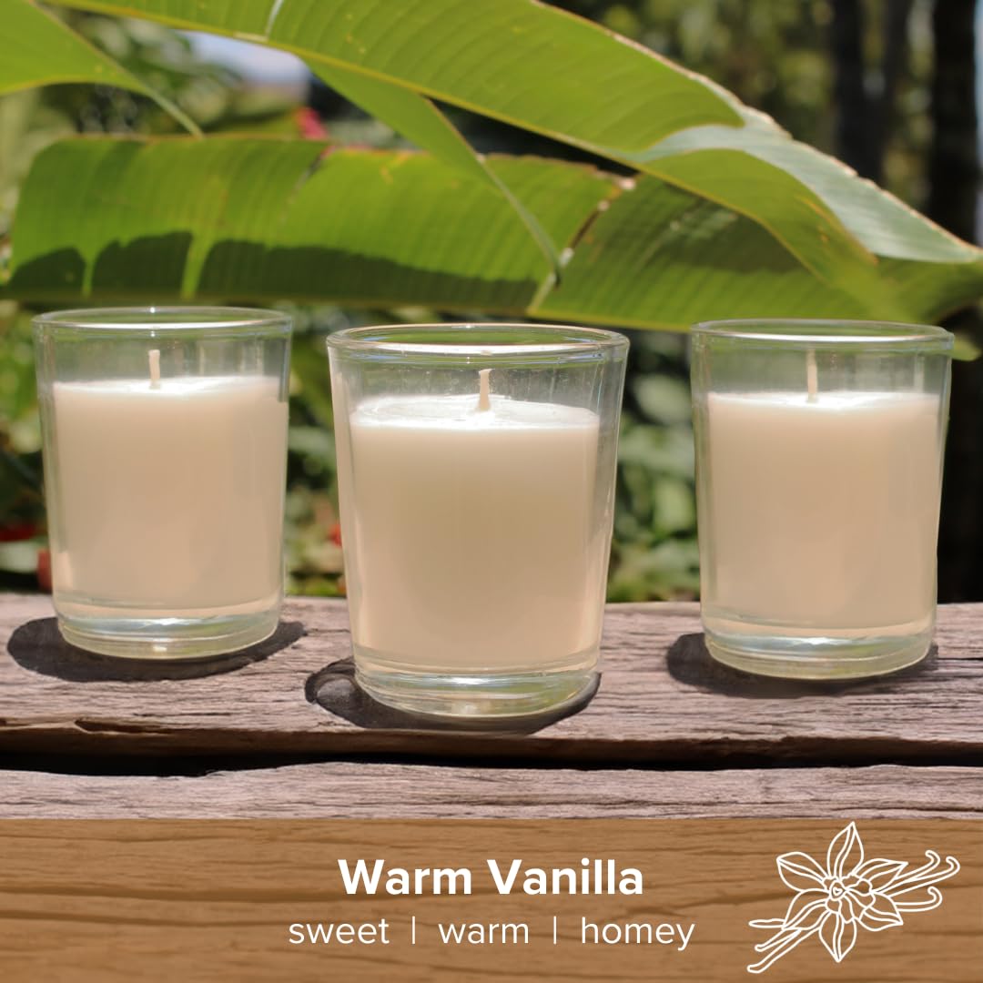 Simply Soson Vanilla Scented Votive Candles, Bulk Set of 24 White Scented Candle, Candles in Glass, 10 Hours Burn Ideal for Holiday, Fall, Autumn, Christmas, Xmas Candle Gifts for Women and Men