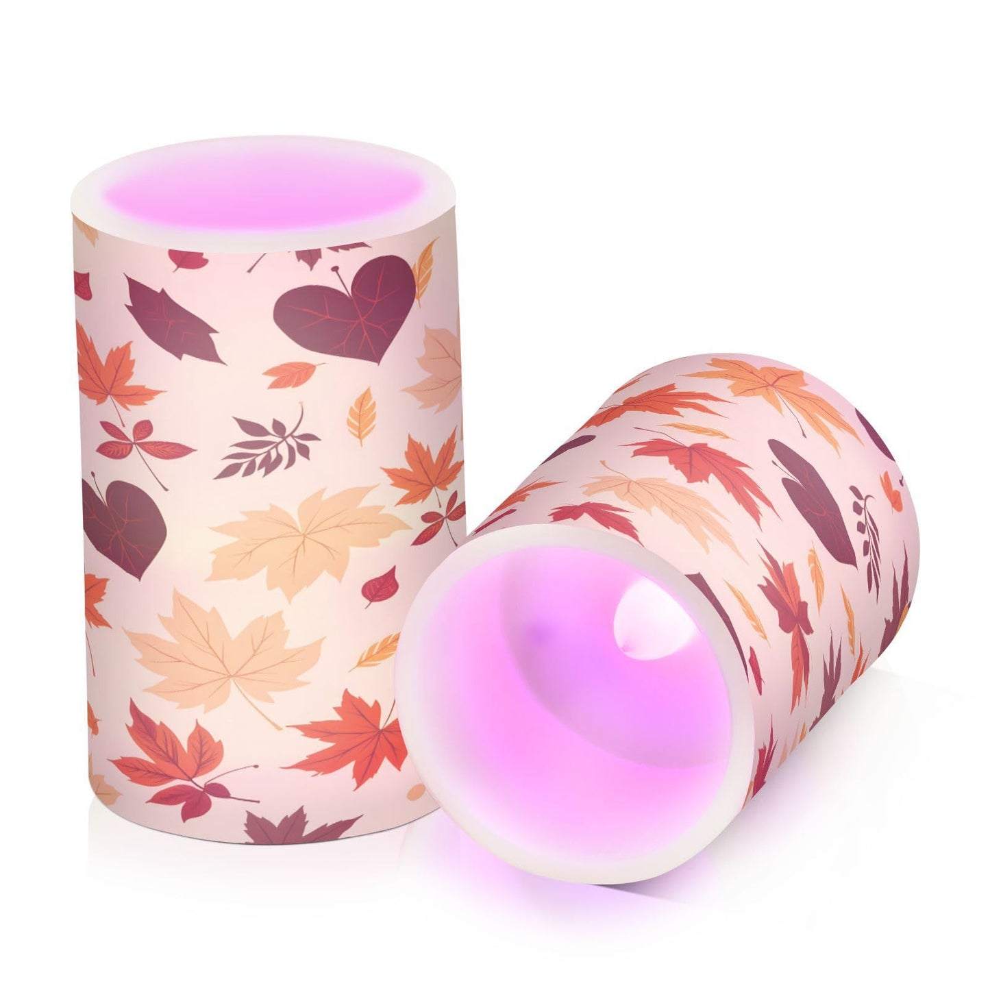 ALAZA Autumn Fall Maple Leaves Flickering Flameless Candles Battery Operated with Remote Timer,Tea Light Candles LED Pillar Votive Candles Set of 2 for Outdoor Indoor Decorations