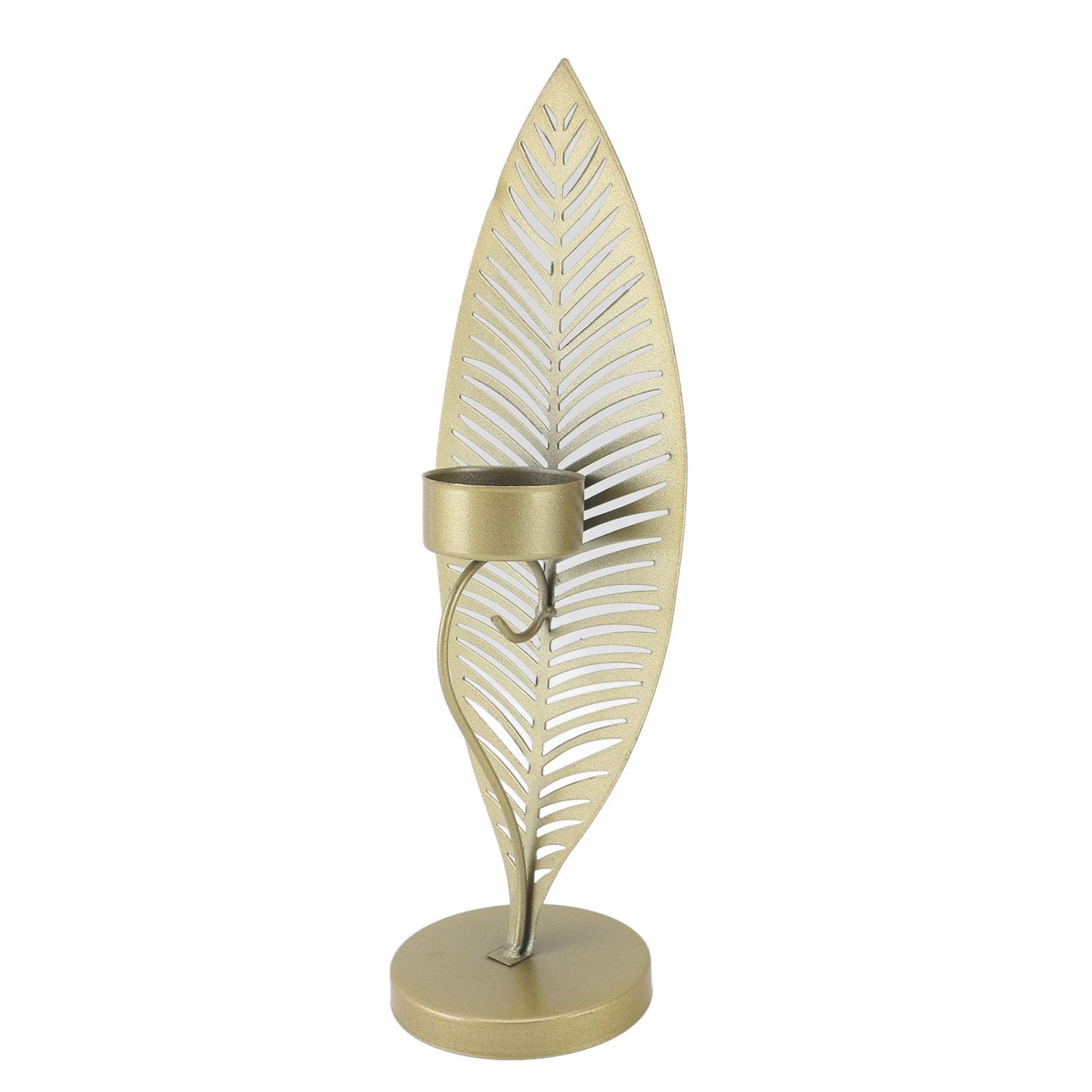 Iron Leaf Candle Holder, Minimalist Wrought Iron Candlestick Stand, Unique Leaf Shape Metal Candle Holder with Nordic Design for Dining Room Home Decor (Gold)