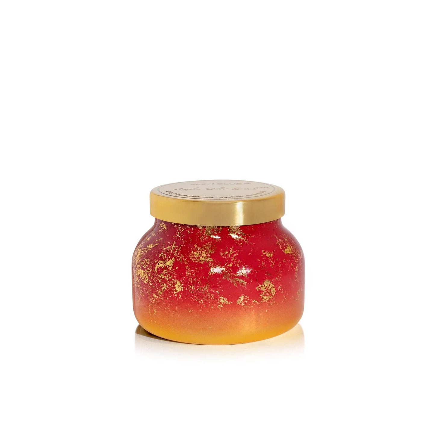 Capri Blue Glimmer Petite Signature Jar Candle - Apple Cider Social Scented Candle with Ombre Glass Candle Holder - Luxury Aromatherapy Candle - Red and Gold (8 oz)