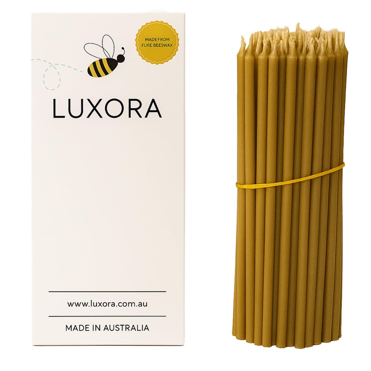 Luxora Pure Beeswax Candles - Honey-Scented, Decorative Thin Taper Candles - Ideal for Birthday Decoration or Church Prayers - Drip Free, Tall & Smokeless Pack of 45 pcs, (45, 6.5 x 0.22 in)