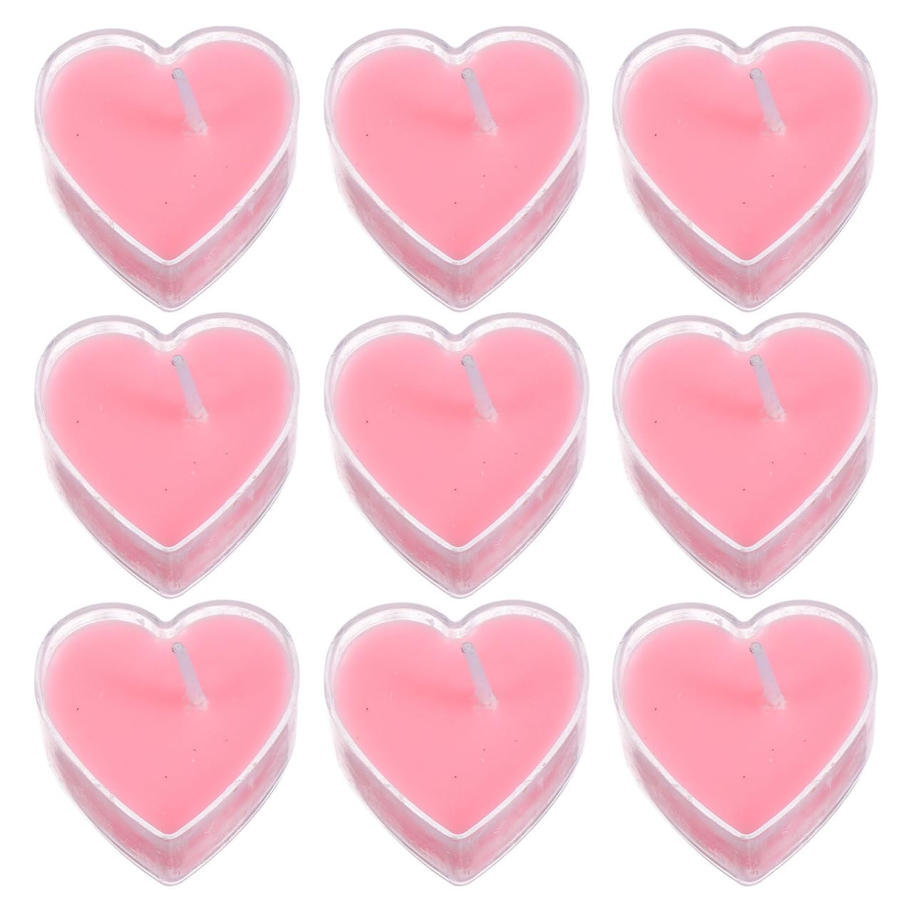BUTIFULSIC 9Pcs Heart Shape Scented Candles Smokeless Tea Light Paraffin Wax with Fresh Rose Soft Flicker Glow for Wedding Valentines Day Home Party Decoration