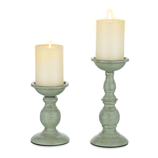 Sziqiqi Retro Iron Candle Holder Vintage Pillar Candles Holders for Table Centerpiece Wedding Birthday Candlelight Dinner Decorative Light Home Décor 2pcs