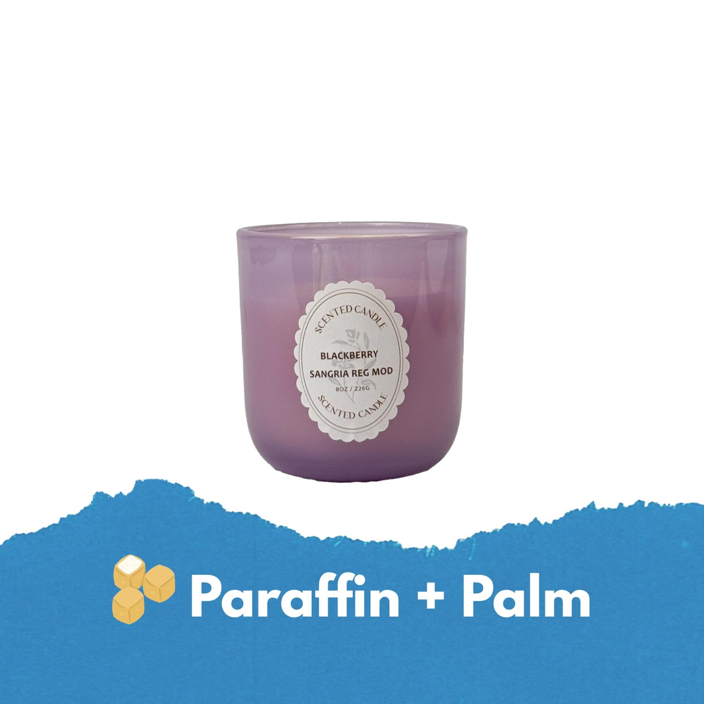 BlackBerry Sangria Reg Mod Scented Candle 8oz – CW Studio Color Glass Jar — Hand-Poured Soy & Paraffin Wax – Clean Burn, Smokeless, Up to 30 Hours, Home Decor & Gift Giving