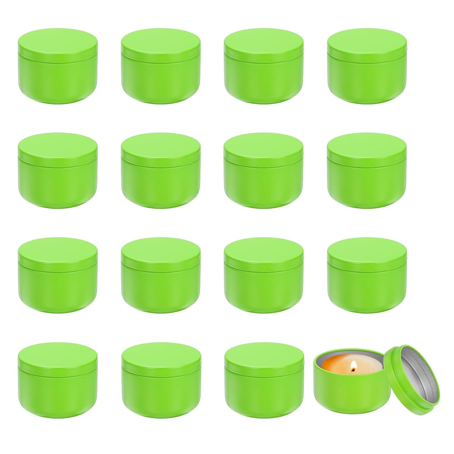 MECCANIXITY 3oz Candle Tins, 16pcs Metal Candle Tins Jars with Lids Round Empty Tin Can Containers Bulk for Storage Tea and Making DIY Arts Crafts Christmas Gifts, Light Green