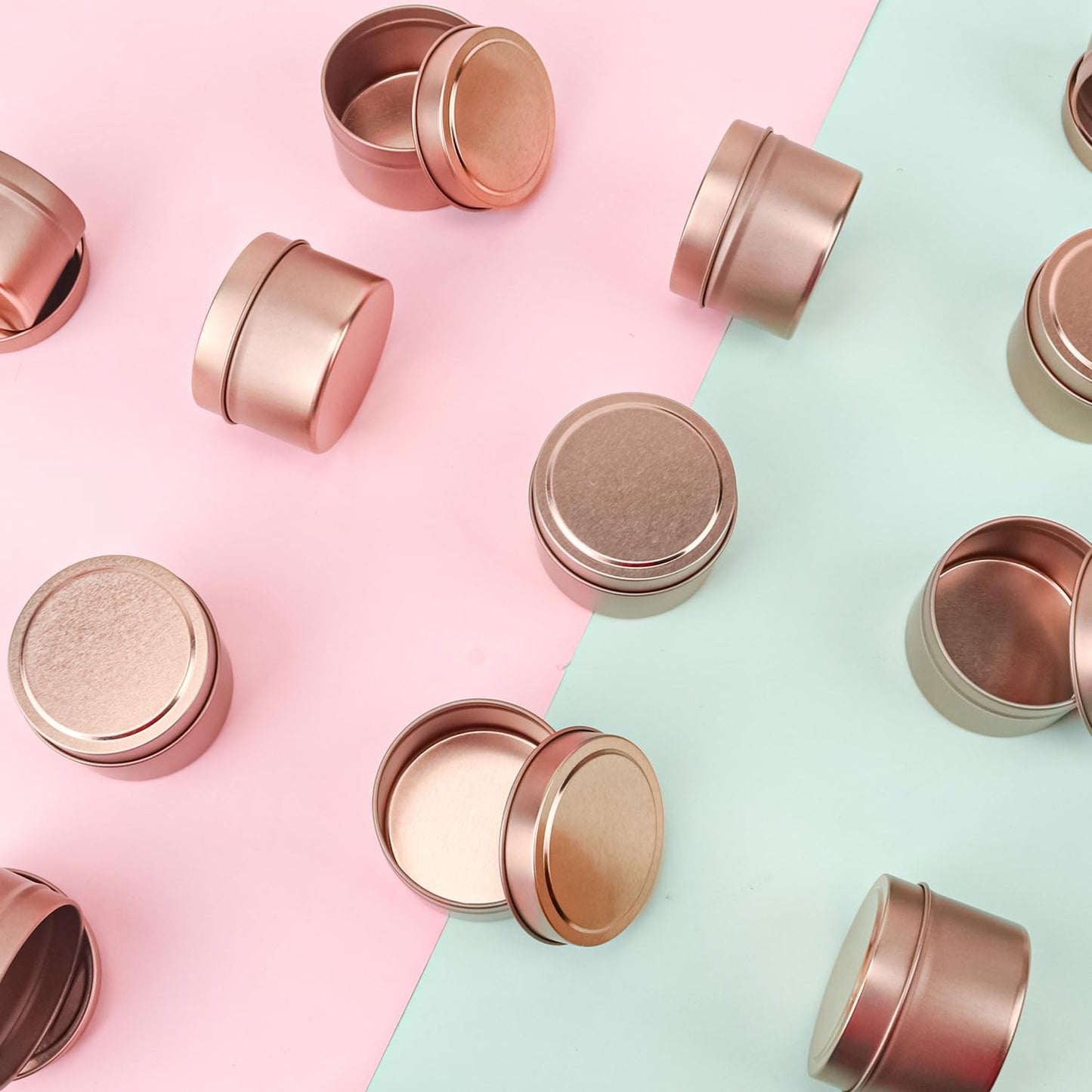 IHDYPPEW 48 Pack 4 oz Rose Gold Tins with Lids, Candle Containers, Empty Candle Jars Bulk, Candle Jars for Making Candles, Candle Supplies for Party Favors, Spices, Jewelry, Cosmetics