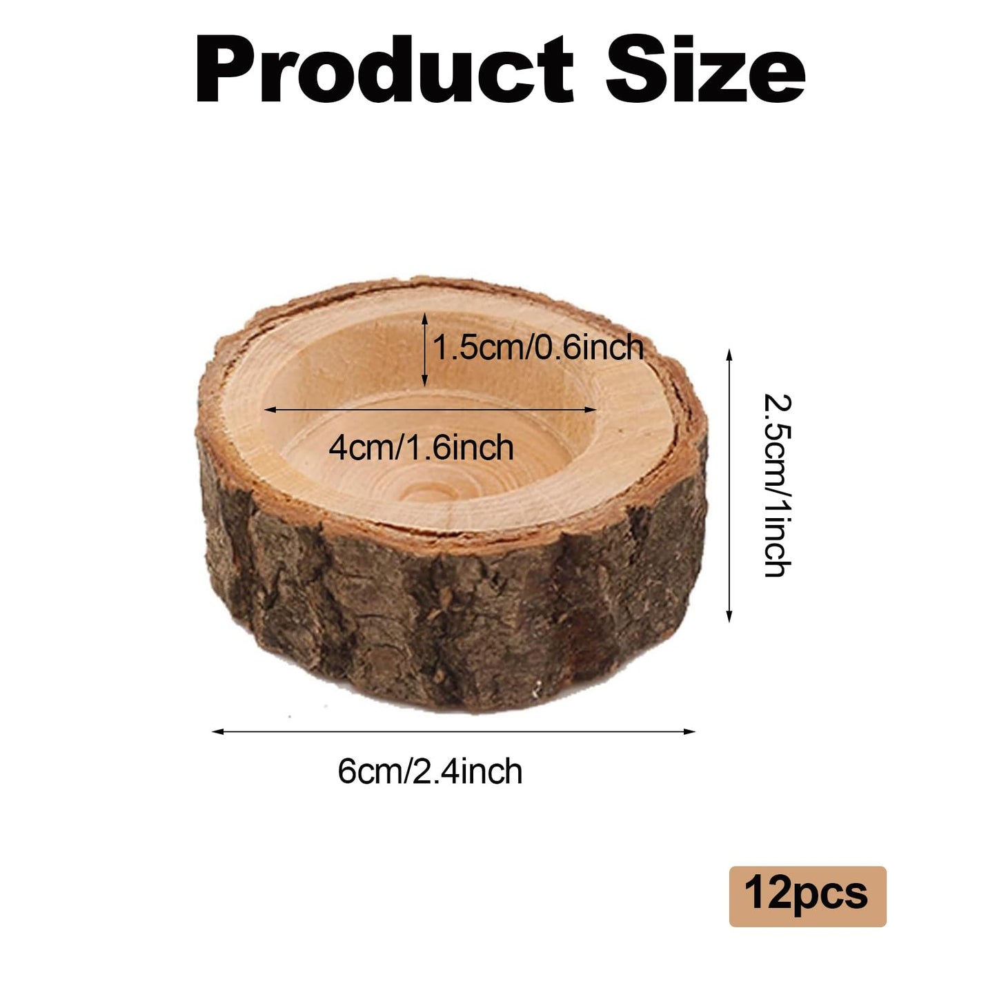 LIFTATAPA 12 Pack Wooden Tealight Candle Holders, Rustic Wood Votive Tealight Holder, Personalized Tealight Candlestick for Wedding Party and Home Decoration
