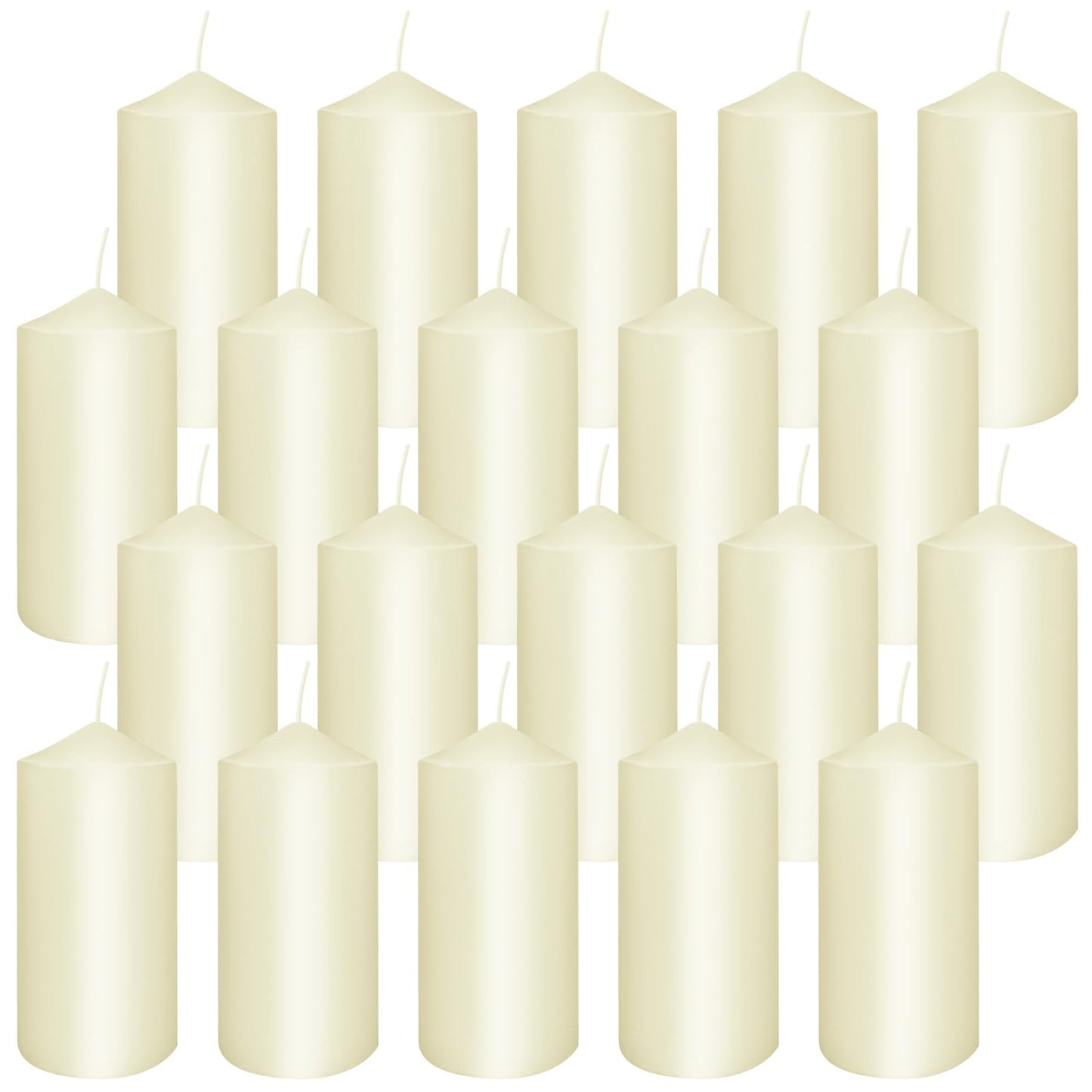 Set of 20 Ivory Pillar Candles,Dripless and Smokeless Dinner Candle, 2x4” Pillar Candles for Parties Weddings,Spa,Home Décor,Parties and Special Occasions.