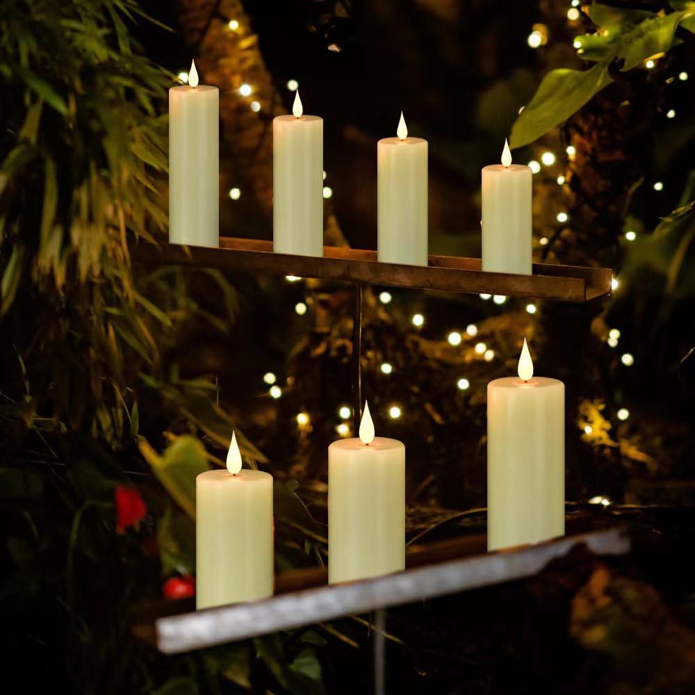 Hanzim Flameless Flickering Battery Operated Candles 9PACK Real Wax Pillar LED Candles with 10-Key Remote Control and 24 Hours Timer for Wedding, Party, Home Decoration (Ivory)