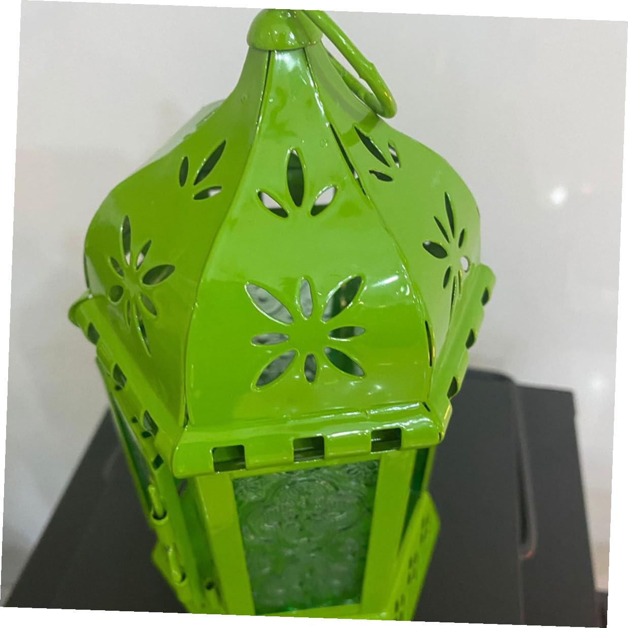 HINTRMENT European Style Moroccan Iron Art Candle Holder in Green, Unique Household Decoration for Party and Birthday, Sturdy Iron Material Candlestick Holder for Garden and Wedding