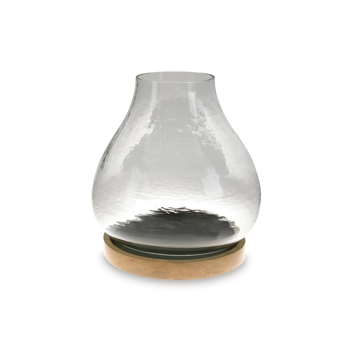 Signature Design by Ashley Adalisen Casual Glass Hurricane Candle Holder with Hammered Effect, Glass & Light Brown
