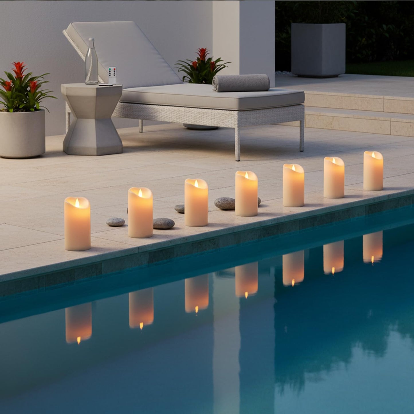 Flameless Candles 3"D X 6"H Set of 12 Outdoor Indoor Ivory Pillars Battery Operated Flickering Candles Include 8-Key Remote Timer Function, Ivory Waterproof Candles for Wedding, Aniversary Decor