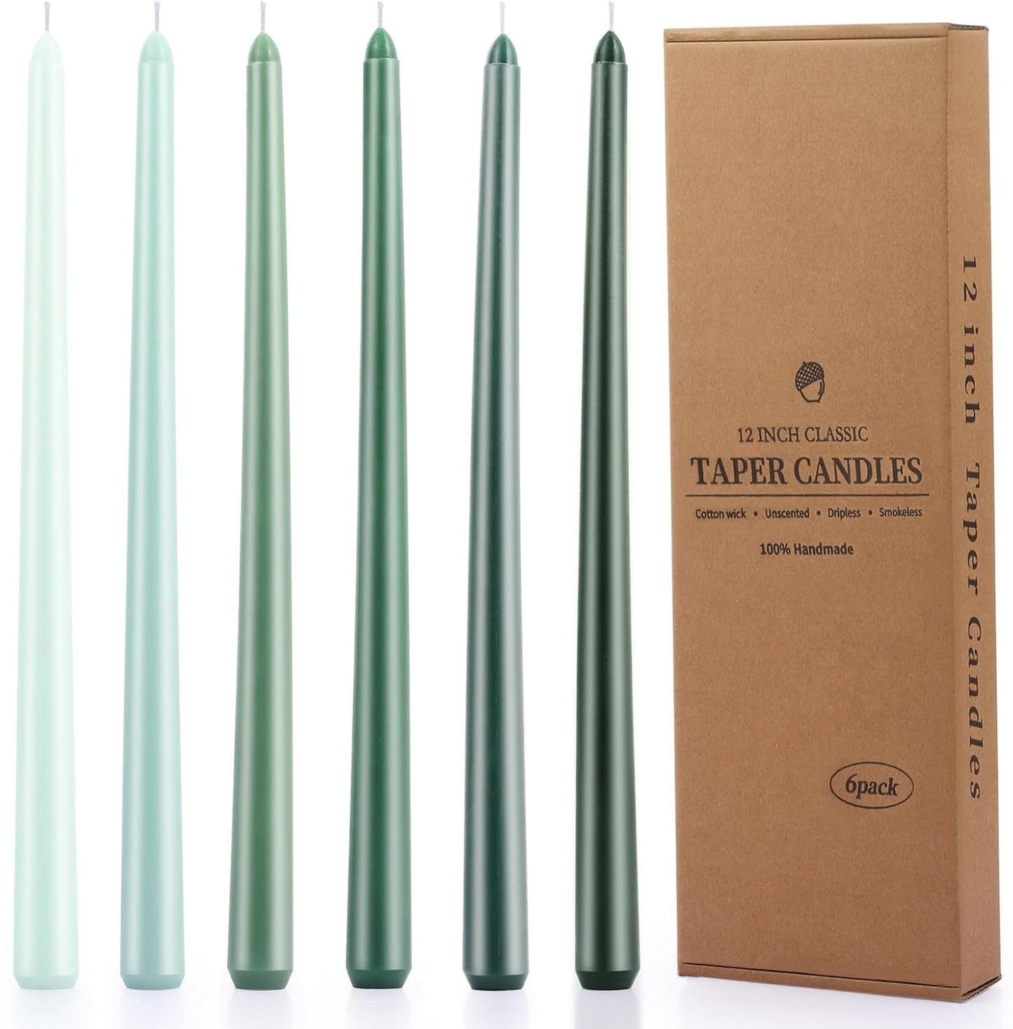 12 Inch Taper Candles Set of 6 Unscented Long Burning Smokeless Long Tall Tapered Candles for Candlesticks Sticks Wedding Home Christmas Decor Dinner