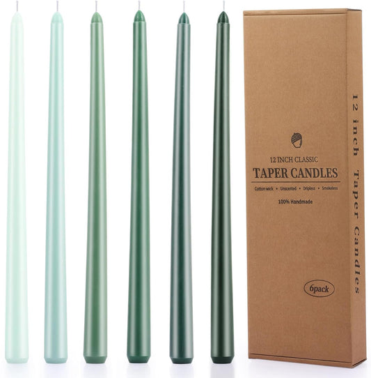 12 Inch Taper Candles Set of 6 Unscented Long Burning Smokeless Long Tall Tapered Candles for Candlesticks Sticks Wedding Home Christmas Decor Dinner