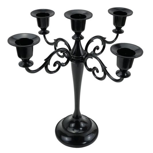 Viscacha Metal Candle Holders 5 Wicks Black Candle Holders for Candlesticks Taper Candles（10.6 inch Tall Candelabra, for 1/2-1 inch Pillar Candles Diameter Each）,Candle Stand Decoration