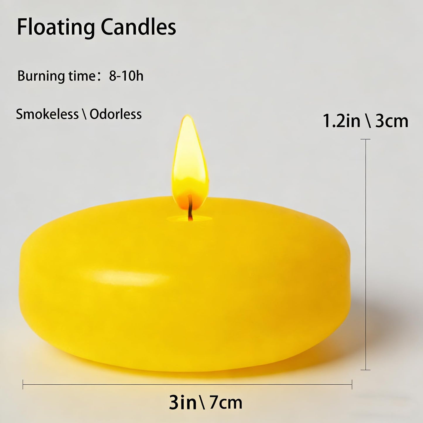 Yellow Floating Candles 3 Inch 12 Pack – Paraffin Wax Floating Candle for Warm, Cheerful Party & Home Décor – Clean Burning & Long Lasting