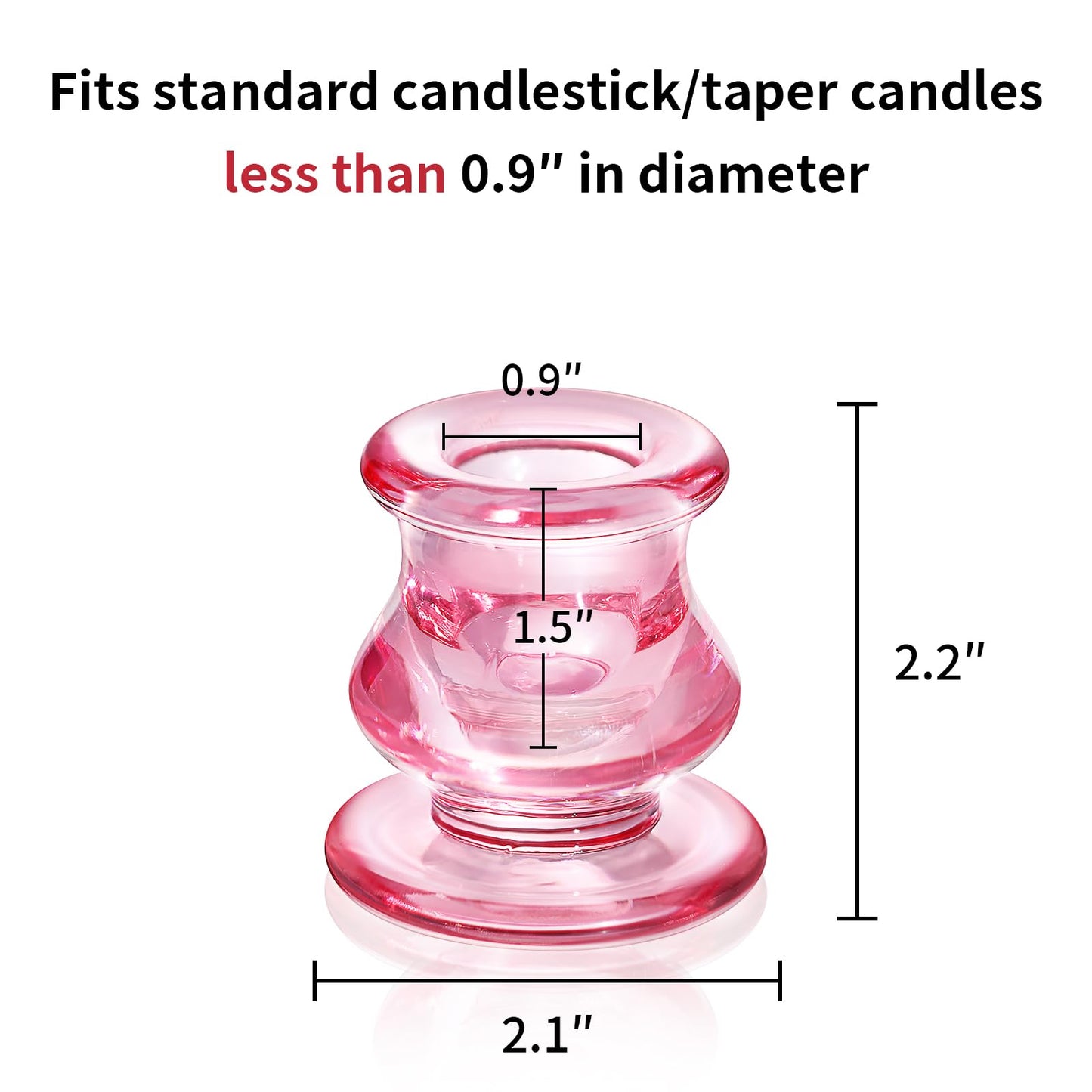 NITIME 12pcs Pink Candlestick Holders, Pink Glass Candle Holders for Pillar Candles, Taper Candle and Tealight Candles, Taper Candle Holders for Wedding, Table Centerpiece
