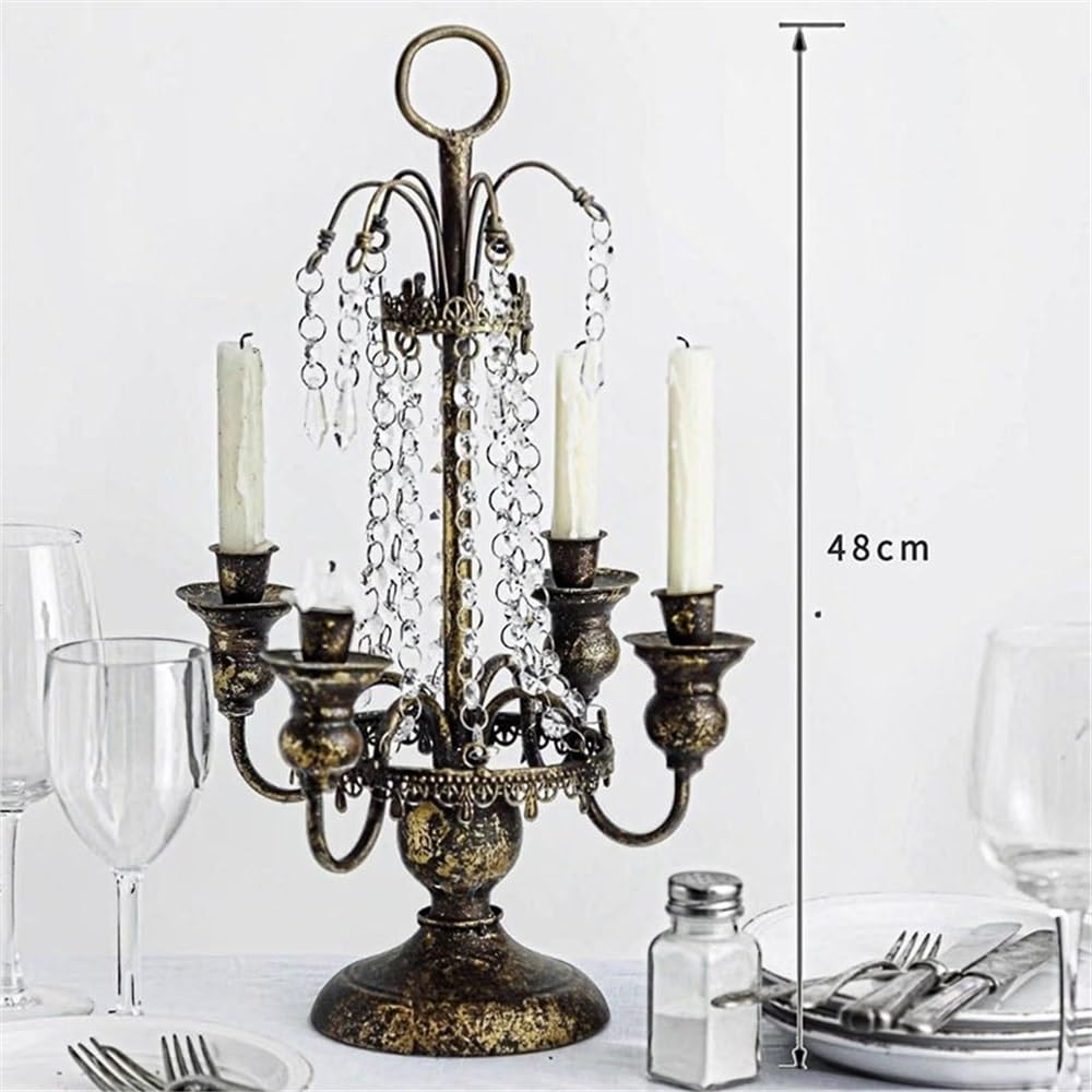 Candle Holders Retro Country Four Cup Candlestick, Romantic Iron Candle Holder for Home Decoration Decorative Candle Holder