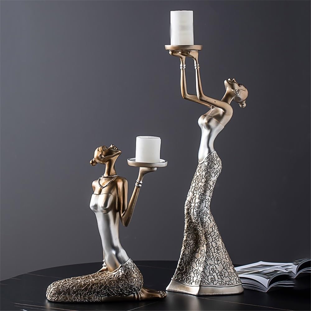 Candlesticks A Pair of Creative Candle Holders Ornaments Modern Simple Candle Holder Dining Table Home Decoration Ornaments Decorative Candlestick (Silver, Small)