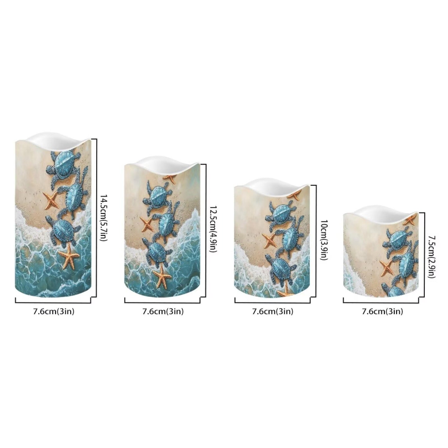 Ystardream 4PCS Flameless Candle Sea Turtle Led Flameless Candles with Remote Fake Candles that Look Real for Home Living Room Bathroom Bedroom Decor,Starfish