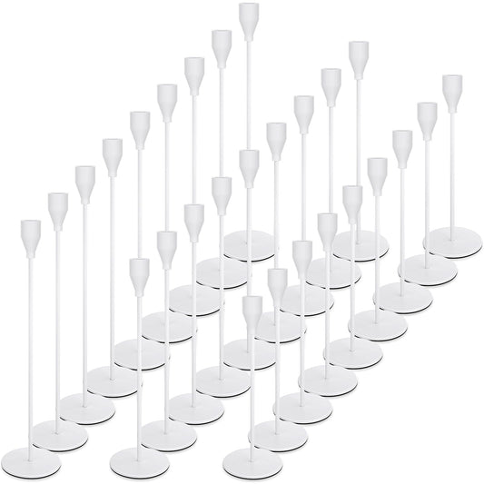 Potchen 27 Pack Candles Holders, 9 Sets Metal Taper Candlestick Holders Fit 0.75 Inch Thick Pillar Candles, Modern Vintage Candle Sticks Centerpiece Decor for Wedding Home Dinning Anniversary(White)