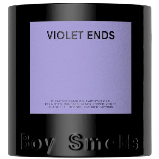 Boy Smells Violet Ends Candle - 8.5 oz - Aromatic Candle for Home with Rhubarb, Violet and Smoked Papyrus - Up to 50-Hour Burn - Cotton Wick
