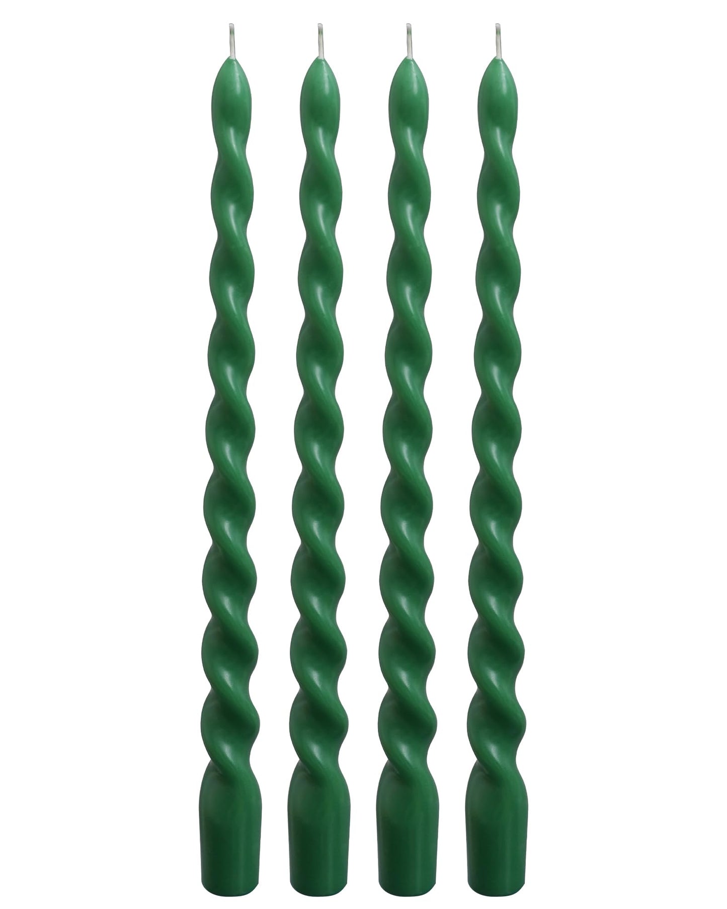 Viyffo Spiral Taper Candles 12 Inch – 4 Pack Dark Green, Dripless, Unscented, Smokeless – 9 Hour Burn – Tall Candlesticks for Wedding, Dinner, Holiday, Party, Home Decor