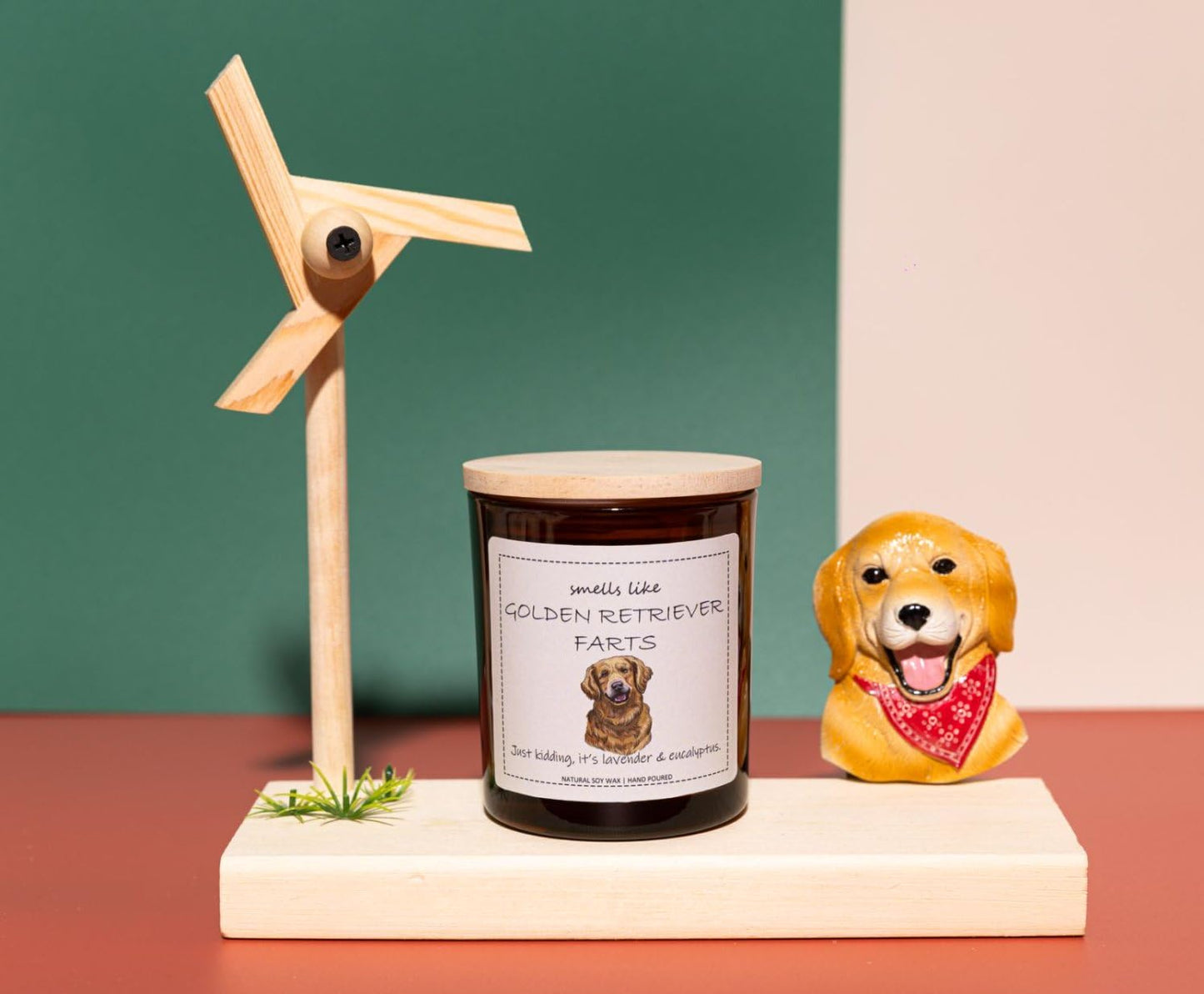 Golden Retriever Gifts & Decor,Dog Mom Gifts, Smells Like Golden Retriever Farts Candle - Lavender & Eucalyptus, Crafted by Natural Soy Wax & Natural Essential Oils