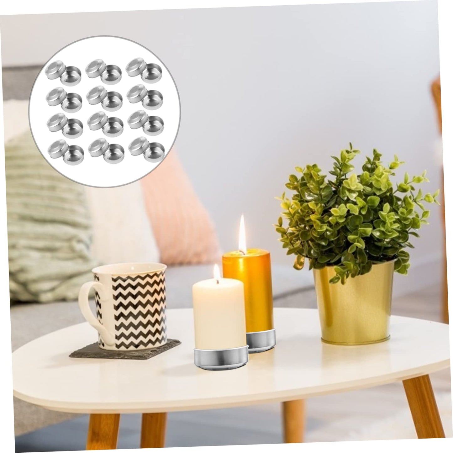 NUOBESTY 100pcs Aluminum Candle Box Tea Candle Tins Tealight Tin Holder Candel Make Model Small Candles Travel Tin Candles Tea Lights Aluminum Candle Holder Votive Tea Holder Travel Kit Cup