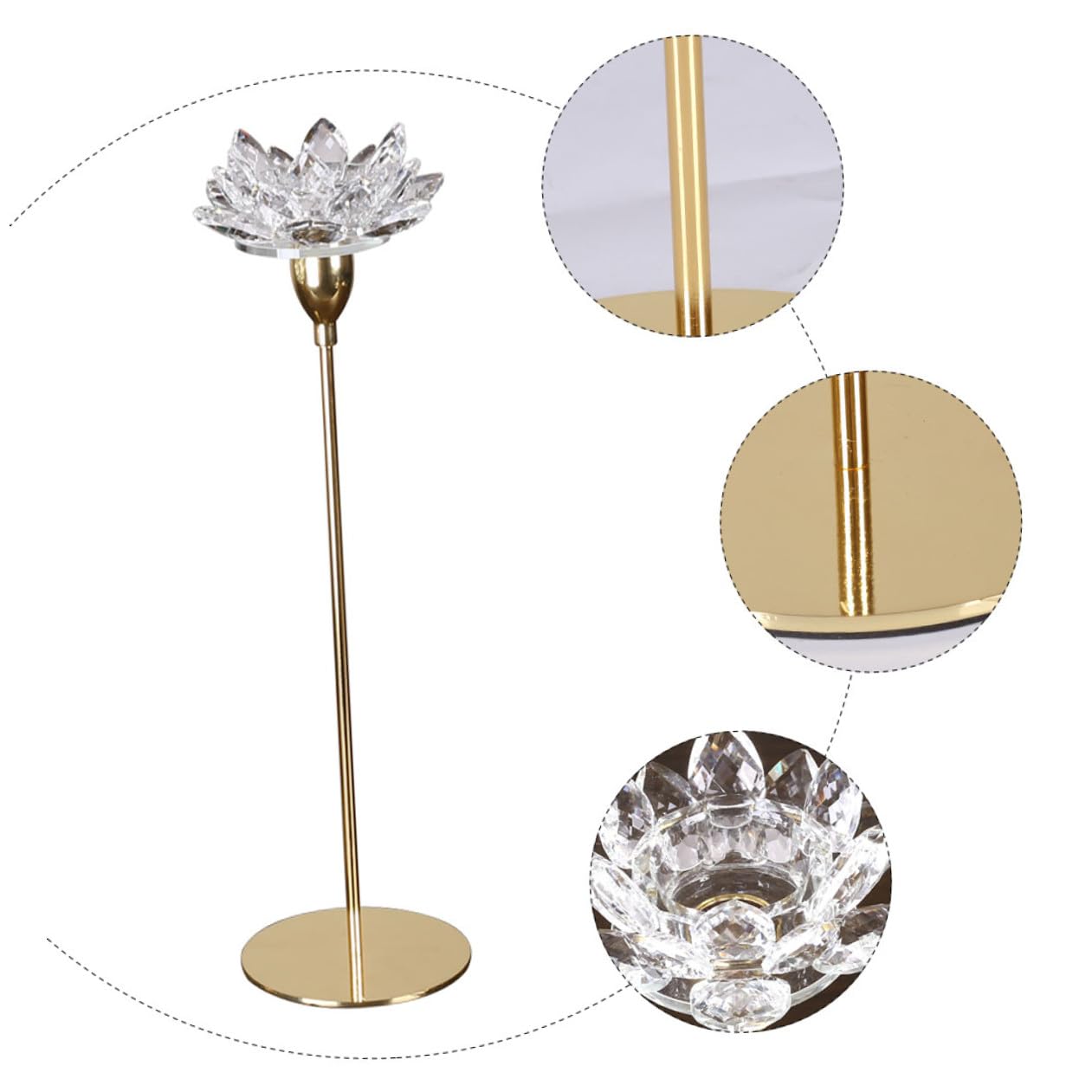 Cabilock Modern Small Metal Crystal Lotus Candle Holder Candlestick for Wedding Decoration Romantic Candlelight Dinner Ornament