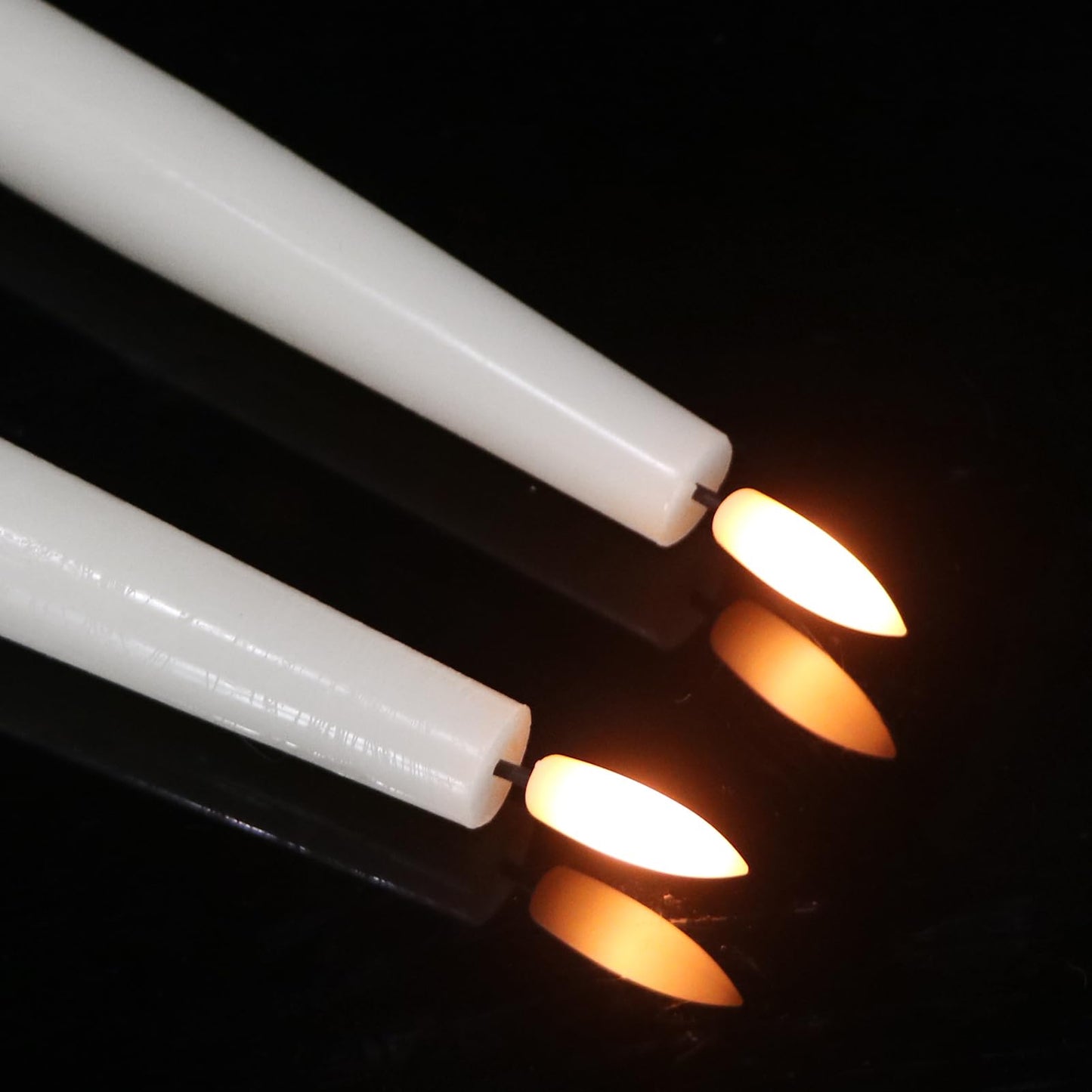 GenSwin Flameless Taper Candles, LED Taper Candles Battery Operated with Remote Timer, Set of 2 Real Wax White Flameless Candlesticks with 3D Flame for Home Weddin Party Holiday Decor (0.78” x 9.84”)