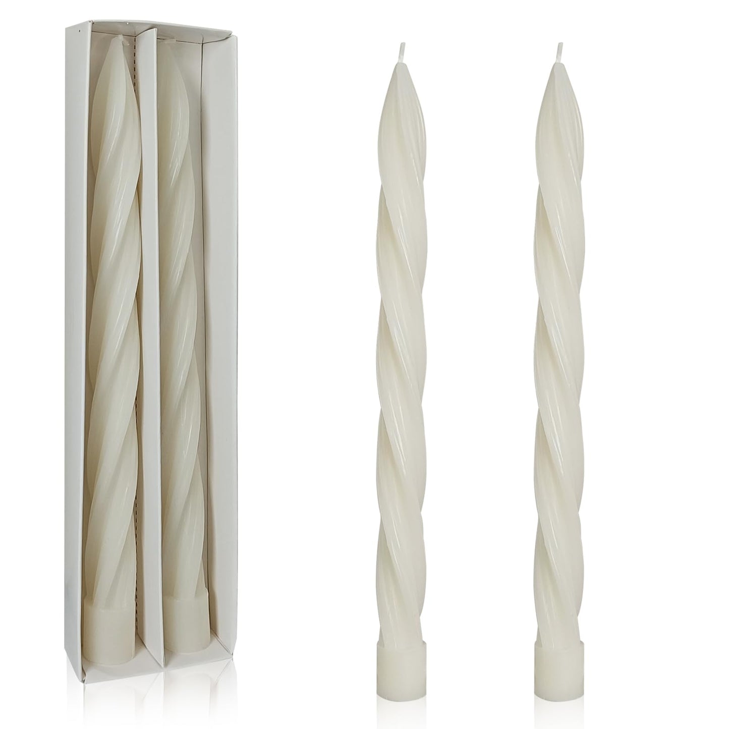 Handmade Unscented Long Spiral Taper Candle Milk White 10 Inch Smokeless Tall Twisted Candlesticks Elegant Design for Home Weddings Festive Seasons Décor