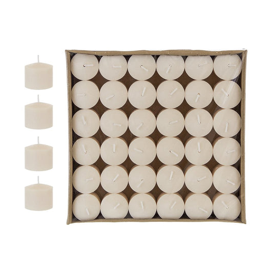 Mega Candles 72 pcs Unscented Ivory Votive Candles, Pressed Wax Candle 10 Hours 1.5 Inch x 1.38 Inch, Home Décor, Wedding Receptions, Occasions, Events, Festivities, Meditations, Religious, Prayers