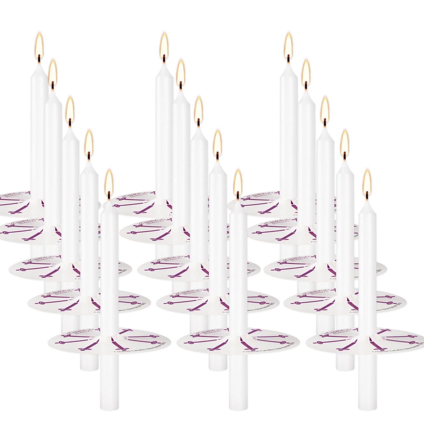 Wfmolcand 200 White Taper Candles with Drip Protectors Smokeless and Unscented 4.7'' H X 0.47'' D- Handheld Drip Guard,Church for Prayers, Vigil,Memorial Services, Religion,Shabbat, Prayer Candles