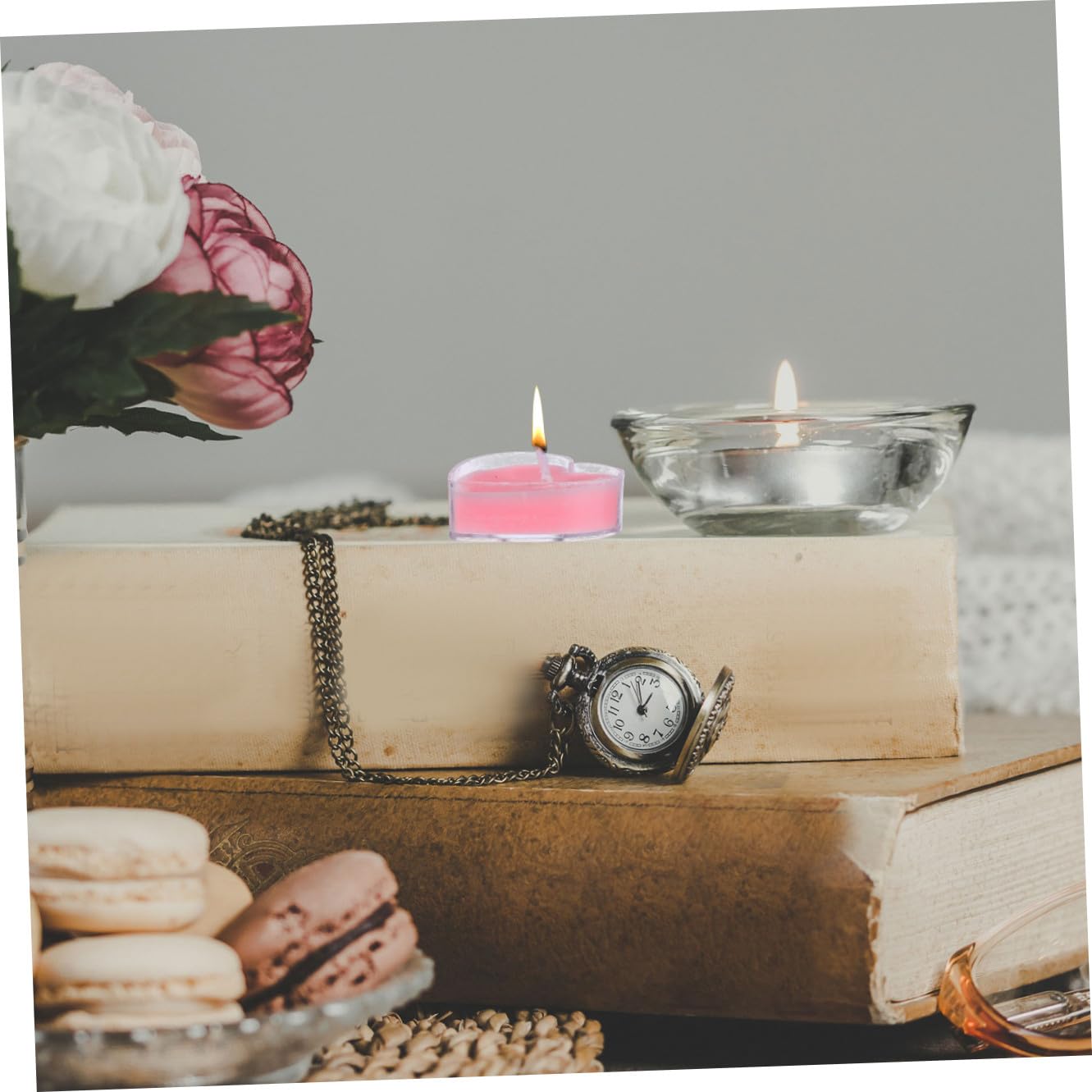 Anneome 9Pcs Heart Shaped Scented Candles Pink Rose Eco Friendly Tea Light Candles for Home Wedding Romantic Decoration Safe No Smoke