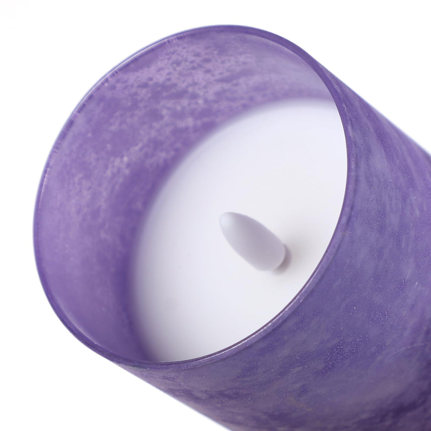 ANGELLOONG Purple LED Candles for Home Decor, Glass Flameless Candles with Remote, Set of 3 Battery Operated Pillar Candle for Fall Halloween Decoration