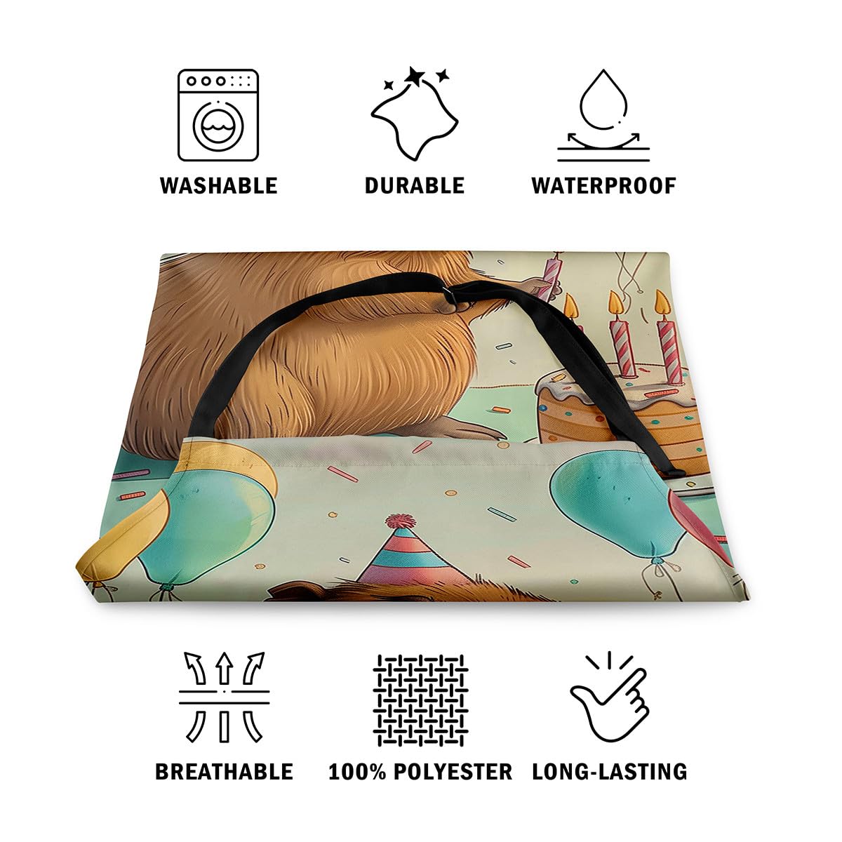 Erosebridal Cute Beaver Apron, Wild Animal Waterproof Apron For Cooking Kitchen Baking Gardening, Wildlife Kitchen Aprons, Happy Birthday Cake Candle Balloon Cooking Aprons