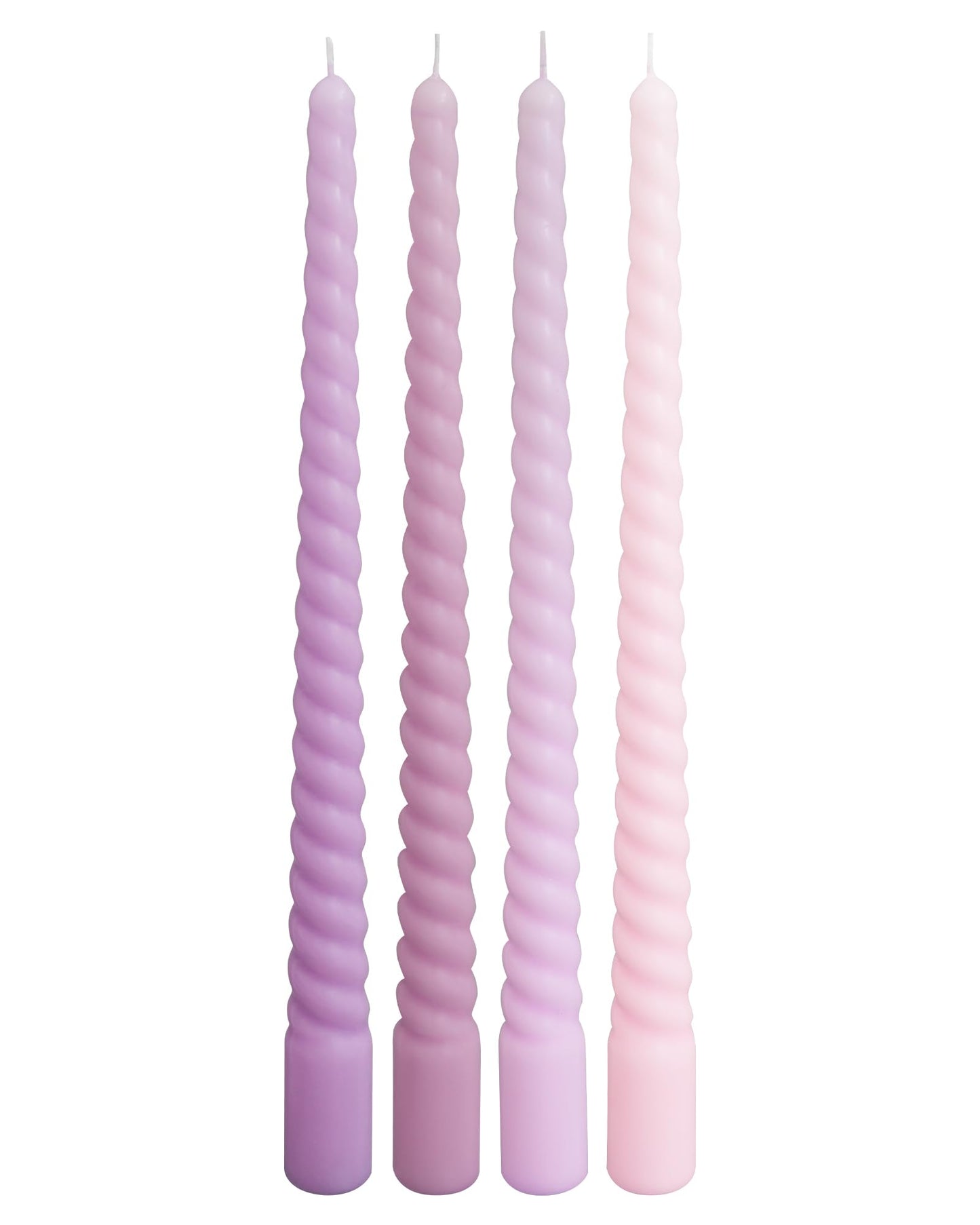 Viyffo 11 Inch Spiral Taper Candles, 4 Pack Purple Gradient, Unscented Tall Long Candlesticks for Wedding, Dinner, Holiday Table Decor, Fits Most Standard Holders
