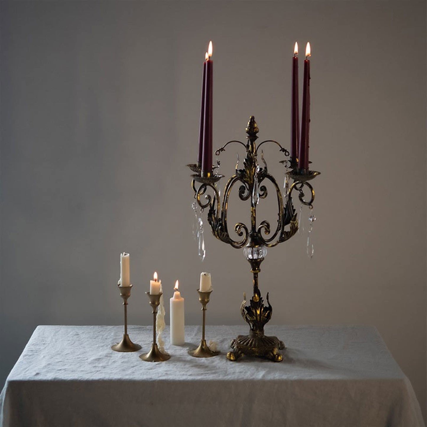 cfycfy987 Candelabra European Style Rural Retro Old Candlestick Ornaments Metal Four-Head Candle Holder Table Decoration Candle Sticks Holder