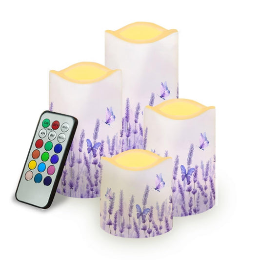 Cozeyat Colorful Bird Party Decoration Flameless Candles 4 Pack Battery Operated with Remote Timer LED Pillar Candles Flickering Waterproof for Indoor Outdoor Use