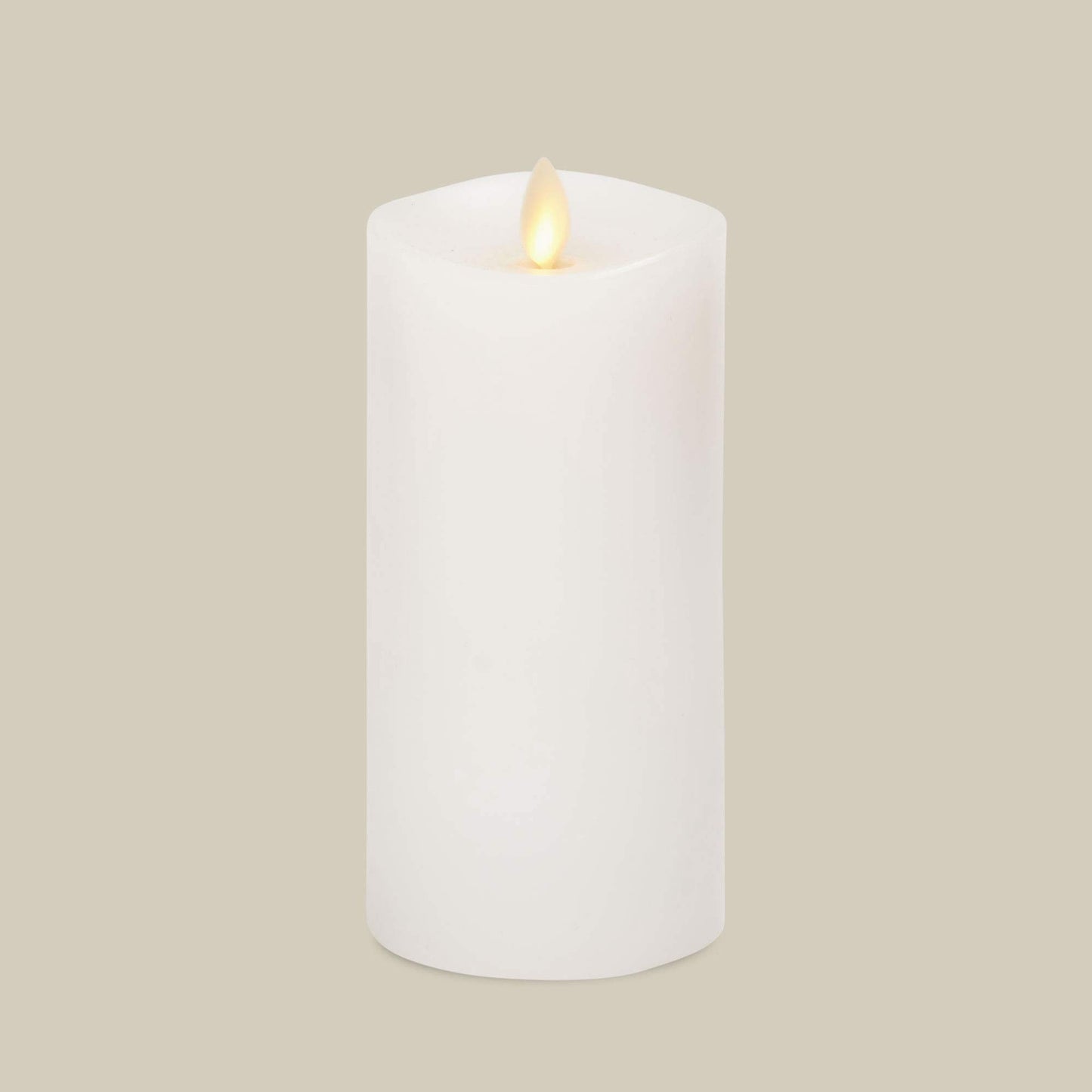 Luminara Flameless Slim Pillar Candle, Flickering Real Flame Effect, Melted Edge, Smooth Wax, Unscented, White, Real Wax, LED Battery Operated